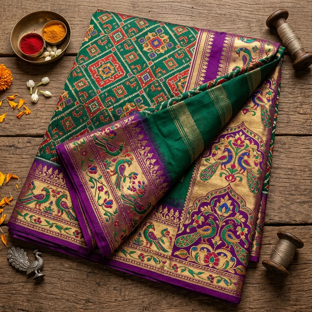 Royal Purple Patola Paithani Silk Saree